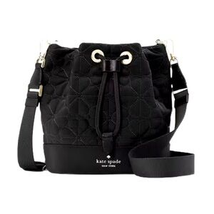 Authentic Kate Spade Flower Black Quilted Bucket Crossbody Bag - NWT Retail $349